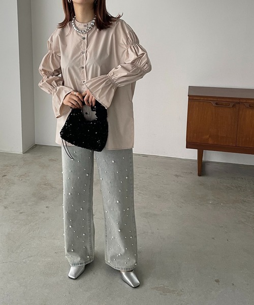 antic rag（アンティックラグ）の「ギャザースリーブブラウス（シャツ/ブラウス・レディース・ベージュ/ブラック・FREE）」の22枚目の写真