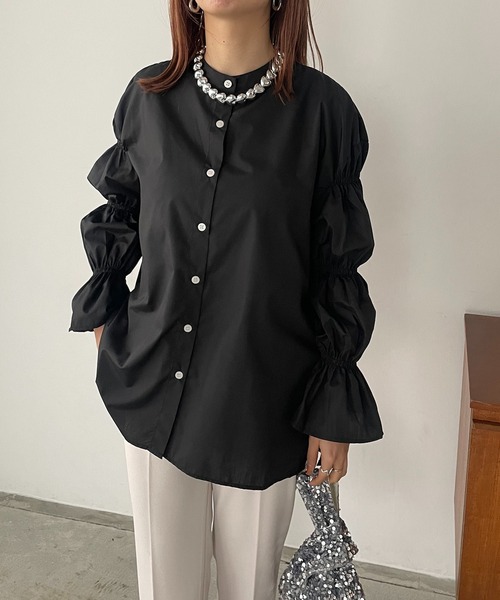 antic rag（アンティックラグ）の「ギャザースリーブブラウス（シャツ/ブラウス・レディース・ベージュ/ブラック・FREE）」の13枚目の写真