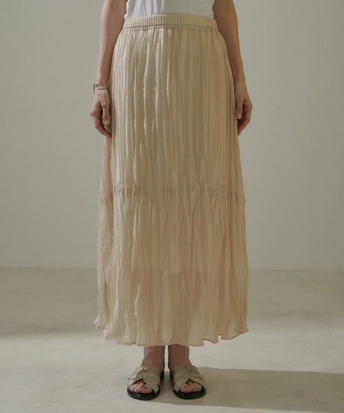 SALON adam et rope'（サロン アダム エ ロペ）の「エアリーシアープリーツスカート（スカート・レディース・ブラック/ベージュ・FREE）」の10枚目の写真