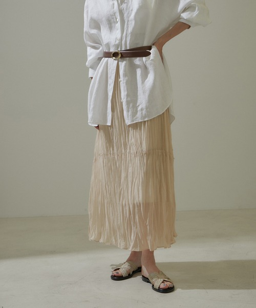 SALON adam et rope'（サロン アダム エ ロペ）の「エアリーシアープリーツスカート（スカート・レディース・ブラック/ベージュ・FREE）」の19枚目の写真