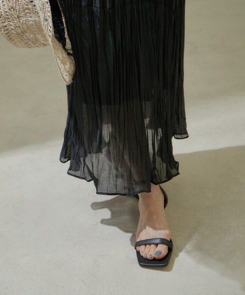 SALON adam et rope'（サロン アダム エ ロペ）の「エアリーシアープリーツスカート（スカート・レディース・ブラック/ベージュ・FREE）」の20枚目の写真
