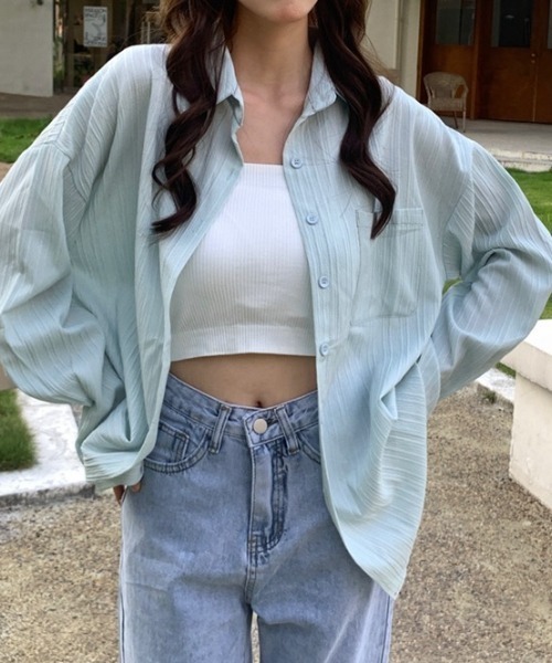 Achic(アシック)の「日焼け対策オーバーサイズ長袖シャツ(シャツ/ブラウス・レディース・ライトイエロー/ホワイト/ライトブルー・M)」の19枚目の写真