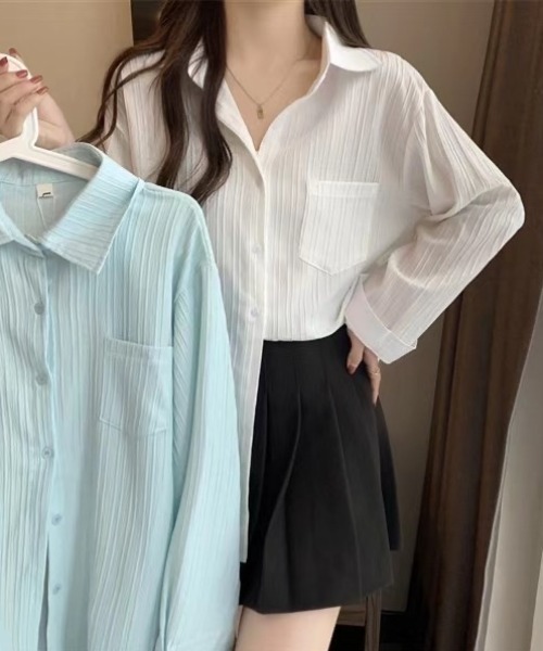 Achic(アシック)の「日焼け対策オーバーサイズ長袖シャツ(シャツ/ブラウス・レディース・ライトイエロー/ホワイト/ライトブルー・M)」の17枚目の写真