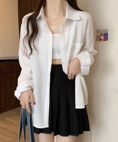 Achic(アシック)の「日焼け対策オーバーサイズ長袖シャツ(シャツ/ブラウス・レディース・ライトイエロー/ホワイト/ライトブルー・M)」の13枚目の写真