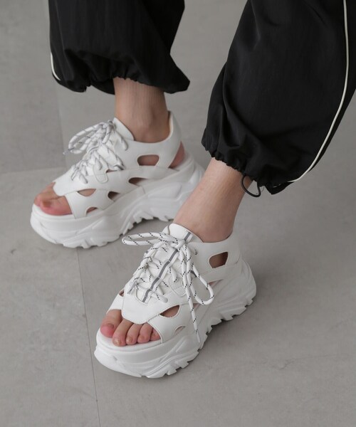 ホワイト スニーカーサンダル SMILE*3 STYLEBLOCK サンダル スニーカー風サンダル レディース