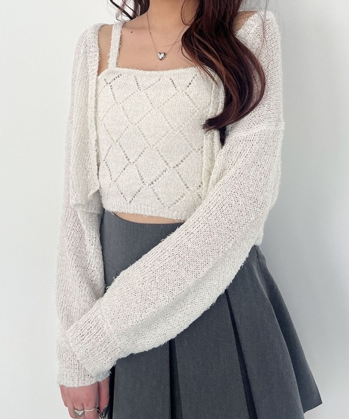 Heather（ヘザー）の「ラメニットカーディガン/キャミ2P　116402（アンサンブル・レディース・グレー/オフホワイト/イエロー/ブルー・FREE）」の5枚目の写真