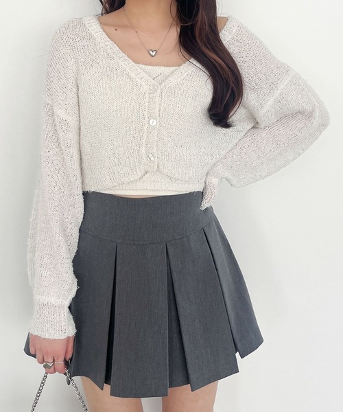 Heather（ヘザー）の「ラメニットカーディガン/キャミ2P　116402（アンサンブル・レディース・グレー/オフホワイト/イエロー/ブルー・FREE）」の7枚目の写真