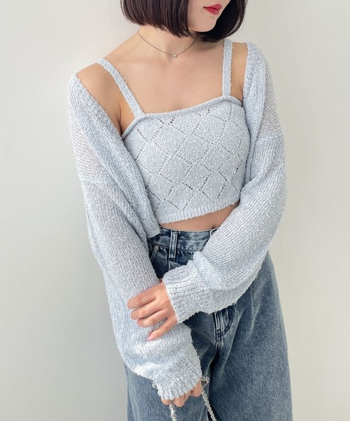 Heather（ヘザー）の「ラメニットカーディガン/キャミ2P　116402（アンサンブル・レディース・グレー/オフホワイト/イエロー/ブルー・FREE）」の19枚目の写真