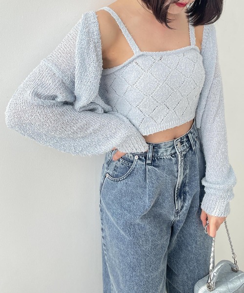 Heather（ヘザー）の「ラメニットカーディガン/キャミ2P　116402（アンサンブル・レディース・グレー/オフホワイト/イエロー/ブルー・FREE）」の20枚目の写真