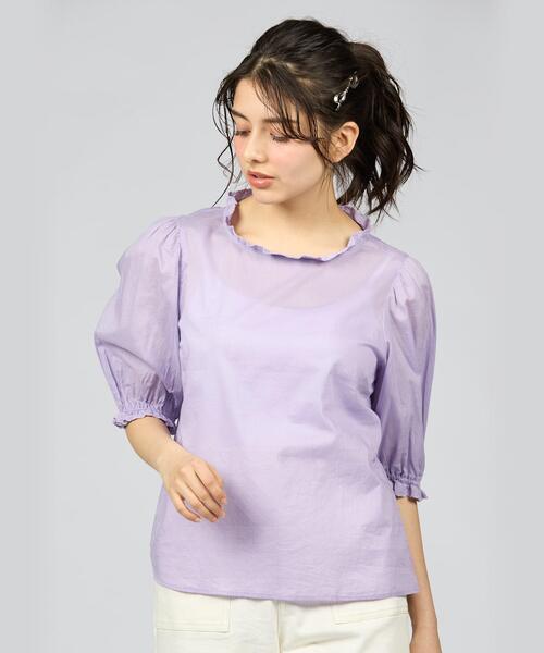 To b. by agnes b.(トゥービーバイアニエスベー)の「スカラップドレースブラウス(シャツ/ブラウス・レディース・パープル系その他・40/38/36)」の1枚目の写真