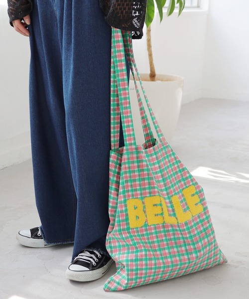 Crisp（クリスプ）の「パイルロゴトートバッグ（トートバッグ・レディース・グリーン/ピンク/イエロー・FREE）」の2枚目の写真