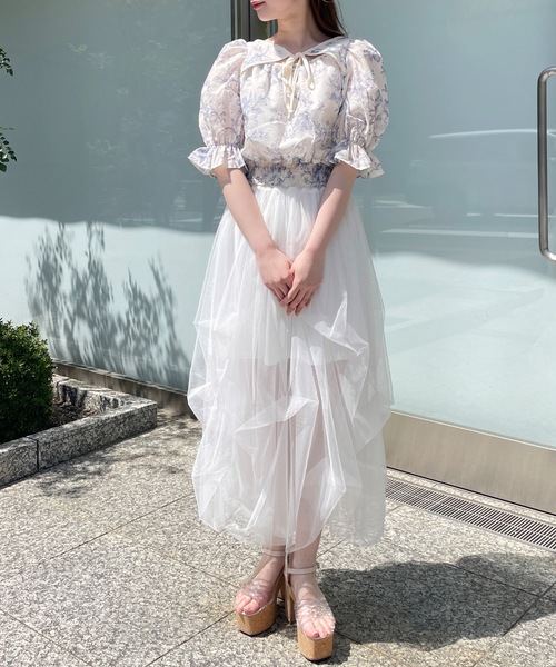 one way（ワンウェイ）の「デコルテリボンブラウス　花柄/レース（シャツ/ブラウス・レディース・ブルー系その他/ピンク系その他/ブラック系その他/ホワイト/ブルー/ブラック/ブラック系その他2/ホワイト系その他/ブルー系その他2・FREE）」の21枚目の写真