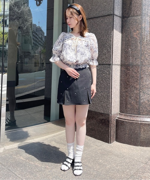 one way（ワンウェイ）の「デコルテリボンブラウス　花柄/レース（シャツ/ブラウス・レディース・ブルー系その他/ピンク系その他/ブラック系その他/ホワイト/ブルー/ブラック/ブラック系その他2/ホワイト系その他/ブルー系その他2・FREE）」の12枚目の写真