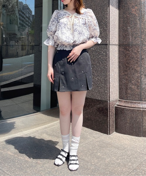 one way（ワンウェイ）の「デコルテリボンブラウス　花柄/レース（シャツ/ブラウス・レディース・ブルー系その他/ピンク系その他/ブラック系その他/ホワイト/ブルー/ブラック/ブラック系その他2/ホワイト系その他/ブルー系その他2・FREE）」の14枚目の写真