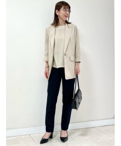 MICHEL KLEIN(ミッシェル・クラン)の「リネンライクテーラードジャケット(テーラードジャケット・レディース・ライトベージュ・40/38)」の4枚目の写真
