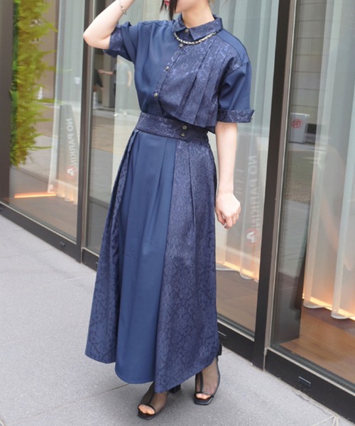 axes femme（アクシーズファム）の「ジャカード切替スカート（スカート・レディース・ブラック/ブルーグリーン/ブルー/ネイビー・FREE）」の9枚目の写真