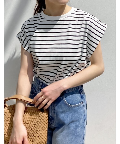Re:EDIT（リエディ）の「[接触冷感][UVカット][ヒップが隠れる丈]天竺ウエストタックTシャツ（Tシャツ/カットソー・レディース・ブラック/ホワイト×ブラック/チャコールグレー/ホワイト・MEDIUM/LARGE）」の16枚目の写真