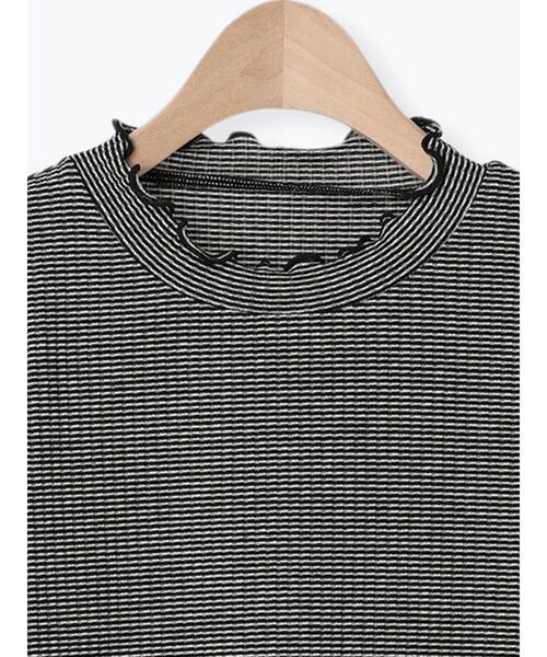 Samansa Mos2（サマンサ モスモス）の「ボーダーテレコスタンドネックノースリ（Tシャツ/カットソー・レディース・ミント/キナリ/ブラウン/ブラック・F）」の15枚目の写真