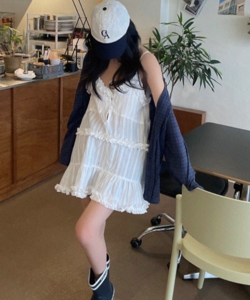 Vipoa（ヴィポア）の「フリルフェミニンワンピース（ワンピース・レディース・ブラック/ホワイト・FREE）」の7枚目の写真