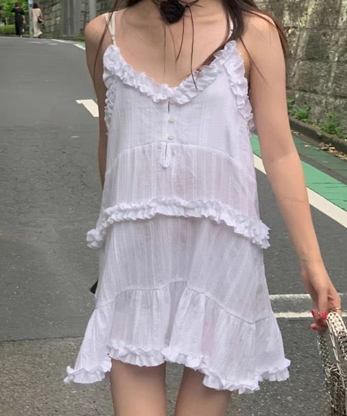 Vipoa（ヴィポア）の「フリルフェミニンワンピース（ワンピース・レディース・ブラック/ホワイト・FREE）」の11枚目の写真