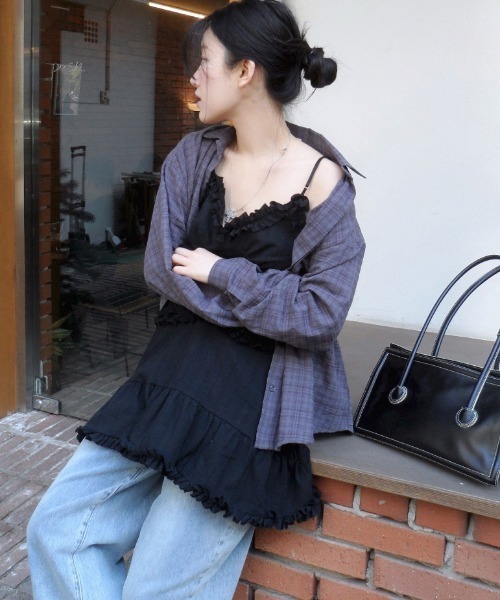 Vipoa（ヴィポア）の「フリルフェミニンワンピース（ワンピース・レディース・ブラック/ホワイト・FREE）」の14枚目の写真