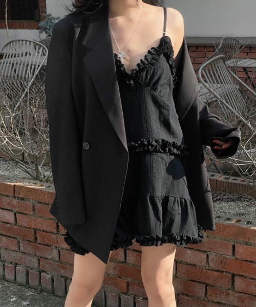 Vipoa（ヴィポア）の「フリルフェミニンワンピース（ワンピース・レディース・ブラック/ホワイト・FREE）」の18枚目の写真