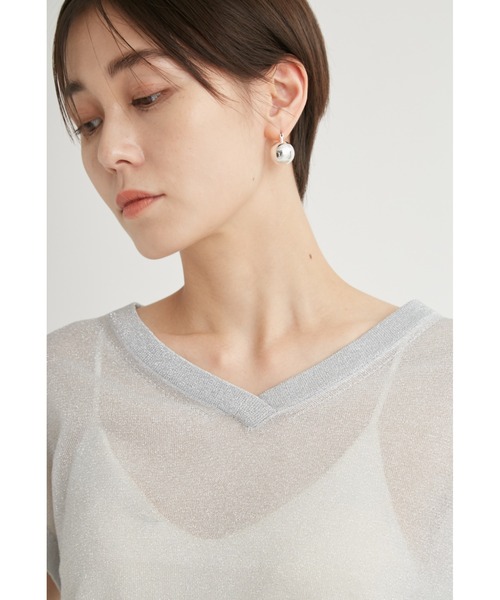 emmi(エミ) ラメニットベスト レディース ONE SIZE  中古 古着 0224 eco ラメニットビスチェ(タンクトップ/キャミソール)｜トップス