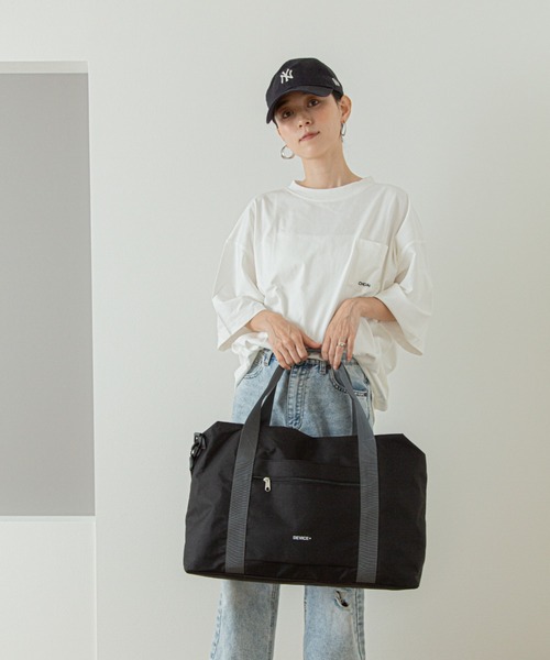 DEVICE+（デバイスプラス）の「【折りたたんで収納可能】DEVICE＋ デバイスプラス 3way ボストン ショルダーバッグ（ボストンバッグ・レディース・ブラック/グレイッシュベージュ/クリーム/グレー/ブラック×グレー・FREE）」の14枚目の写真