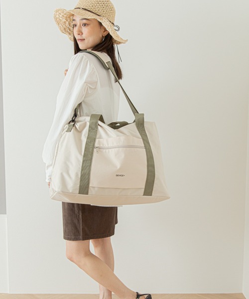 DEVICE+（デバイスプラス）の「【折りたたんで収納可能】DEVICE＋ デバイスプラス 3way ボストン ショルダーバッグ（ボストンバッグ・レディース・ブラック/グレイッシュベージュ/クリーム/グレー/ブラック×グレー・FREE）」の22枚目の写真