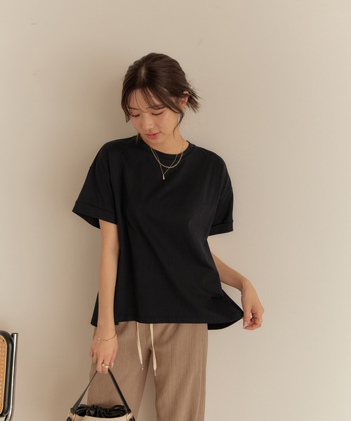 綿100%バックタックワイドTシャツ（Tシャツ/カットソー）｜CHAN