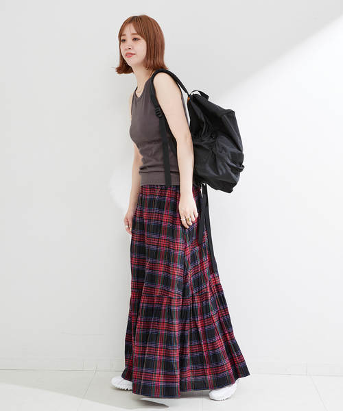 B.C STOCK(ベーセーストック)の「《追加》先染めチェッククリンクルスカート(スカート・レディース・ピンク/ブラック/バーガンディー・FREE)」の11枚目の写真