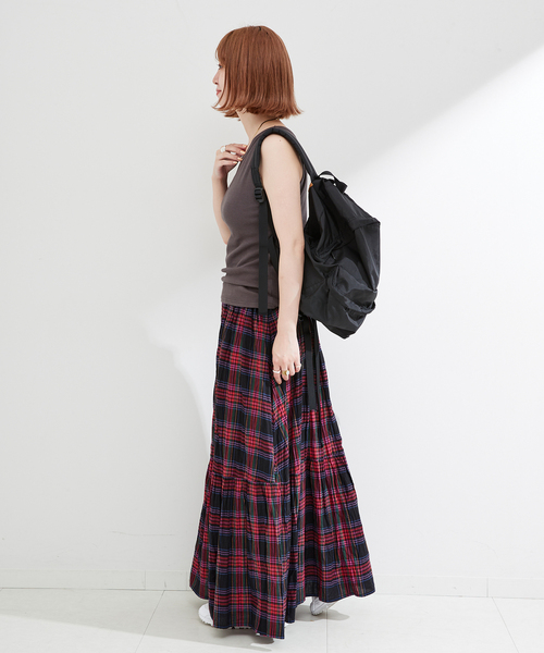 B.C STOCK(ベーセーストック)の「《追加》先染めチェッククリンクルスカート(スカート・レディース・ピンク/ブラック/バーガンディー・FREE)」の12枚目の写真