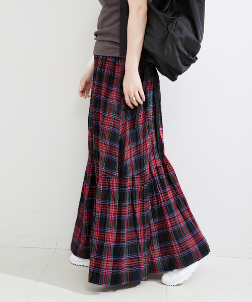 B.C STOCK(ベーセーストック)の「《追加》先染めチェッククリンクルスカート(スカート・レディース・ピンク/ブラック/バーガンディー・FREE)」の15枚目の写真