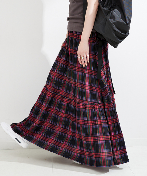 B.C STOCK(ベーセーストック)の「《追加》先染めチェッククリンクルスカート(スカート・レディース・ピンク/ブラック/バーガンディー・FREE)」の16枚目の写真