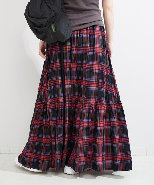 B.C STOCK(ベーセーストック)の「《追加》先染めチェッククリンクルスカート(スカート・レディース・ピンク/ブラック/バーガンディー・FREE)」の17枚目の写真