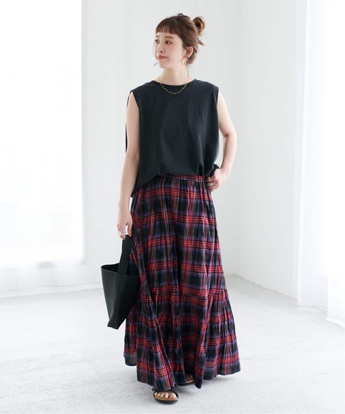 B.C STOCK(ベーセーストック)の「《追加》先染めチェッククリンクルスカート(スカート・レディース・ピンク/ブラック/バーガンディー・FREE)」の18枚目の写真