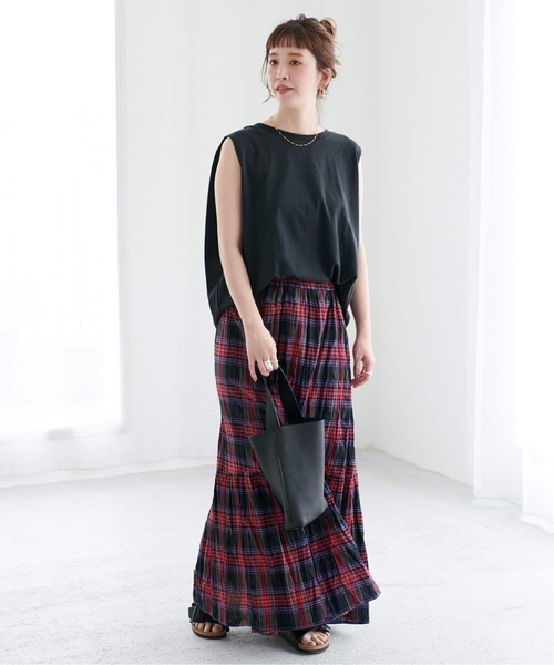 B.C STOCK(ベーセーストック)の「《追加》先染めチェッククリンクルスカート(スカート・レディース・ピンク/ブラック/バーガンディー・FREE)」の19枚目の写真