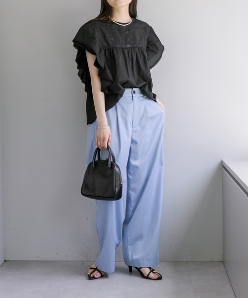 PUAL CE CIN（ピュアルセシン）の「袖フリルレースブラウス（シャツ/ブラウス・レディース・ブラック/グレー/オフホワイト・FREE）」の19枚目の写真