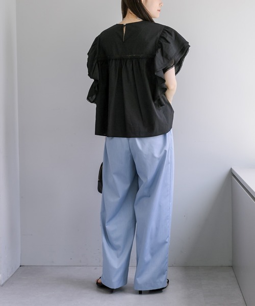 PUAL CE CIN（ピュアルセシン）の「袖フリルレースブラウス（シャツ/ブラウス・レディース・ブラック/グレー/オフホワイト・FREE）」の21枚目の写真