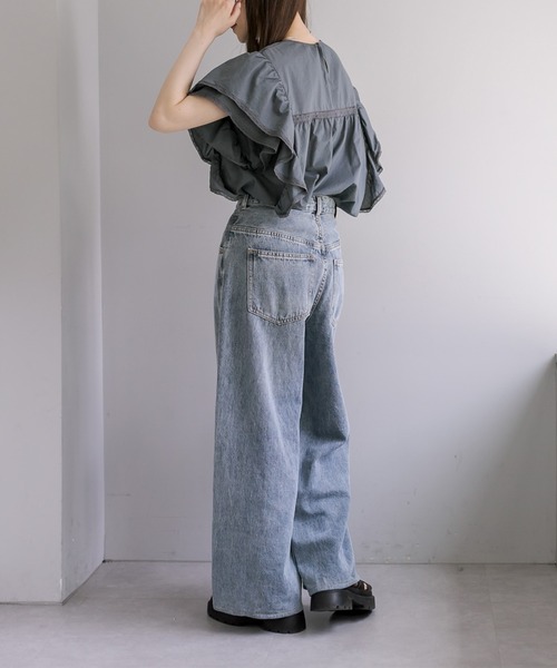 PUAL CE CIN（ピュアルセシン）の「袖フリルレースブラウス（シャツ/ブラウス・レディース・ブラック/グレー/オフホワイト・FREE）」の14枚目の写真