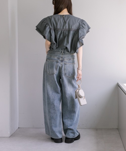 PUAL CE CIN（ピュアルセシン）の「袖フリルレースブラウス（シャツ/ブラウス・レディース・ブラック/グレー/オフホワイト・FREE）」の15枚目の写真