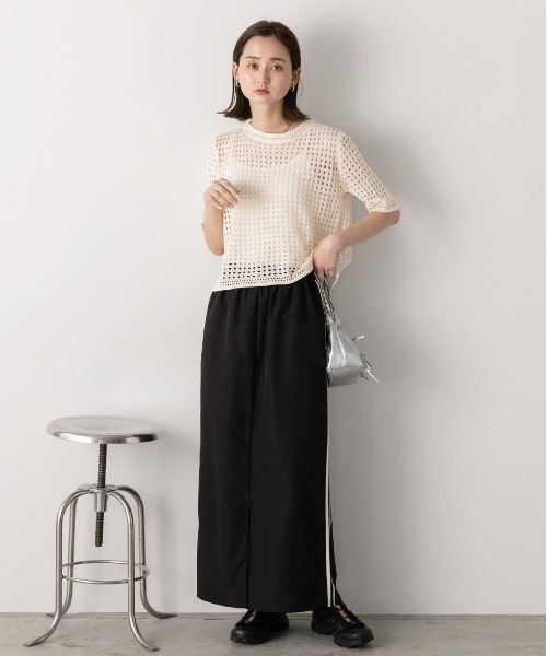 ad thie（アドティエ）の「透かし編み サマーニットプルオーバー（Tシャツ/カットソー・レディース・アイボリー/オフホワイト/ブラック・FREE）」の19枚目の写真