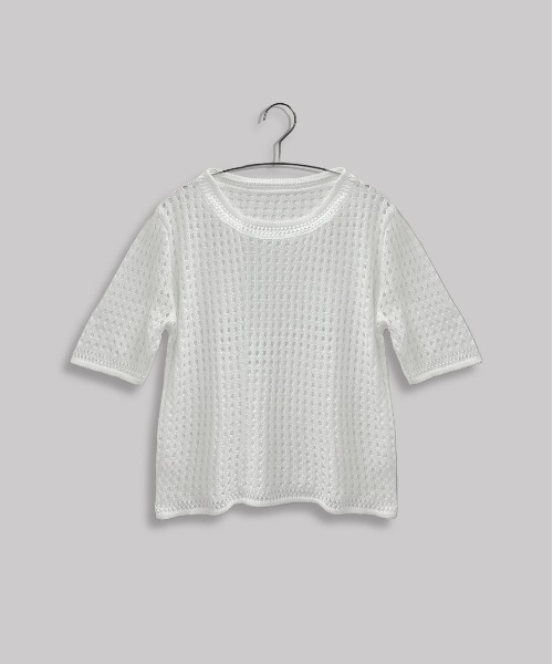 ad thie（アドティエ）の「透かし編み サマーニットプルオーバー（Tシャツ/カットソー・レディース・アイボリー/オフホワイト/ブラック・FREE）」の6枚目の写真