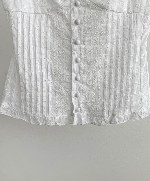 VIVID LADY(ビビッドレディー)の「2wayパンチング入りブラウス レディース 半袖バレエコア(シャツ/ブラウス・レディース・ホワイト・FREE)」の10枚目の写真