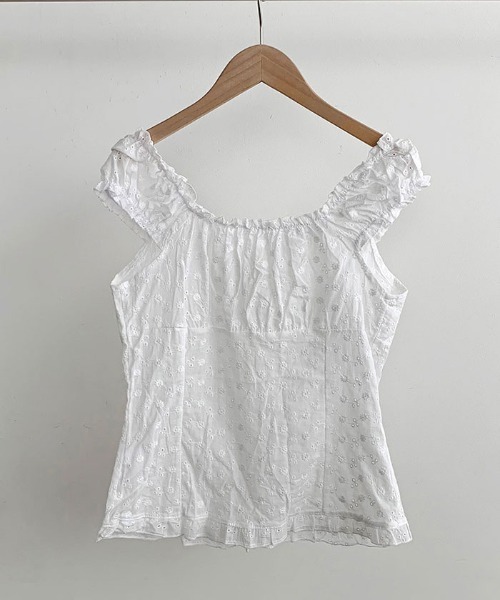 VIVID LADY(ビビッドレディー)の「2wayパンチング入りブラウス レディース 半袖バレエコア(シャツ/ブラウス・レディース・ホワイト・FREE)」の12枚目の写真