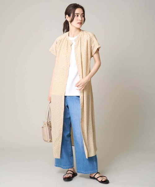 a.v.v（アーヴェヴェ）の「【洗える】シフォンドットバンドカラーワンピース（ワンピース・レディース・ベージュ/ブラック・40/38/36/34/42）」の15枚目の写真