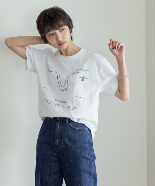 Eimee Law（エイミーロウ）の「テキストロゴトップス（Tシャツ/カットソー・レディース・ブラック/ホワイト系1/ホワイト系2・38）」の2枚目の写真