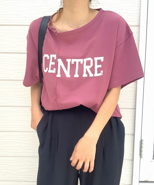 Q（キュー）の「カレッジロゴT（Tシャツ/カットソー・レディース・チャコールグレー/ベージュ/ピンク・MEDIUM）」の3枚目の写真