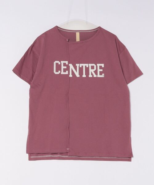 Q（キュー）の「カレッジロゴT（Tシャツ/カットソー・レディース・チャコールグレー/ベージュ/ピンク・MEDIUM）」の4枚目の写真