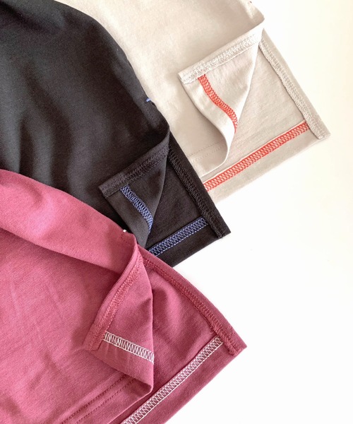 Q（キュー）の「カレッジロゴT（Tシャツ/カットソー・レディース・チャコールグレー/ベージュ/ピンク・MEDIUM）」の9枚目の写真